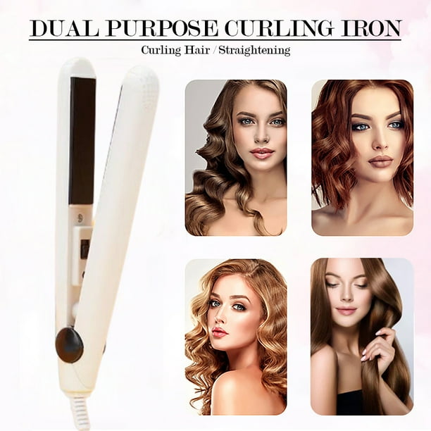 Cabello liso Clip pequeño PTC Calefacción Mini rizador portátil (blanco y negro)
