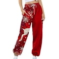 thumbnail image 6 of Rciityk Red Christmas Sweatpants for Women Drawstring Xmas Tree Mooses Snowflake Print Fleece Joggers High Waist Baggy Athletic Pants with Pockets Gifts for Her, 6 of 6