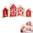 thumbnail image 2 of 4 Pcs Valentines Day Table Decoration Wooden HouseShape Sign, Wooden Love Table Centerpiece Valentine's Day Decorations for Home Tiered Tray Mantel Shelf, 2 of 5