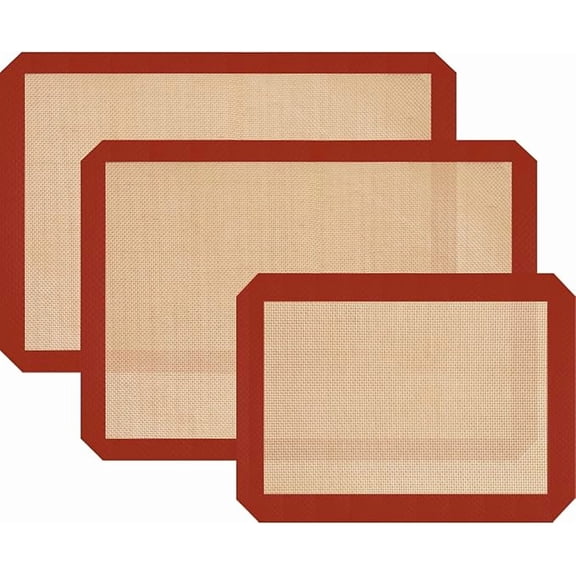 Silicone Baking Mats, 3 Pack Non-Stick Mats for Baking, Easy Clean & Reusable Oven Baking Sheet for Making Cookies, Macaroons, Bread