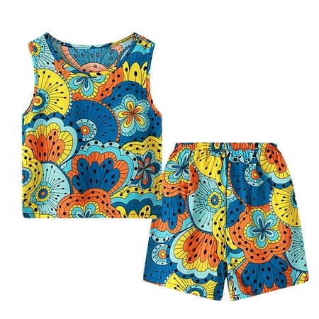 

ZMHEGW Toddler Outfits For Girl S Kids Boys Al Floral 3D Prints Sleeveless Vest Top Short Pants 2Pcs Set