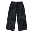 thumbnail image 4 of Krdevn Kids' Solid Color Cotton Gauze Pants, Elastic Waist Loose Wide Leg Summer Pants,Black, 4 of 6