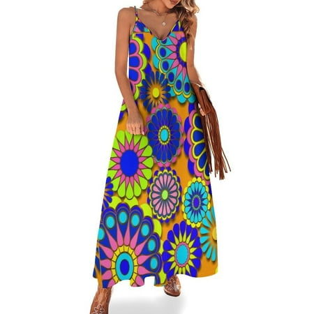 New Flower Power Retro Style Hippy Flowers Sleeveless Dress Woman clothes prom dresses Woman dresses