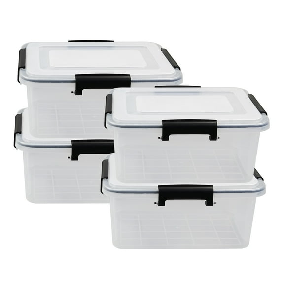 Yuright 10 Quart Clear Storage Box with Sealed Lid, Plastic Latching Storage Bin for Multi-purpose, 4 Pack