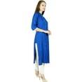 thumbnail image 3 of Bimba Women Button Down Rayon Kurta Kurti 3/4 Sleeve Formal Indian Casual Tunic Top, 3 of 5