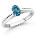 thumbnail image 2 of Gem Stone King 0.60 Ct Oval London Blue Topaz 10K White Gold Solitaire Engagement Ring, 2 of 4