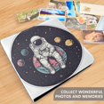 thumbnail image 4 of FORMRS 3 Ring Photo Album 4"x6" Self Adhesive Large Capacity PU Leather Cover, Pink Astronaut Planet, 4 of 8