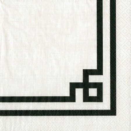 Entertaining With Caspari Cocktail Napkin, Rive Gauche Black And White, 20-Pack