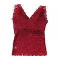 thumbnail image 1 of Ladies Lace Flower With Chest Pad Long V-Neck Sleeveless Solid Color Vest, 1 of 6