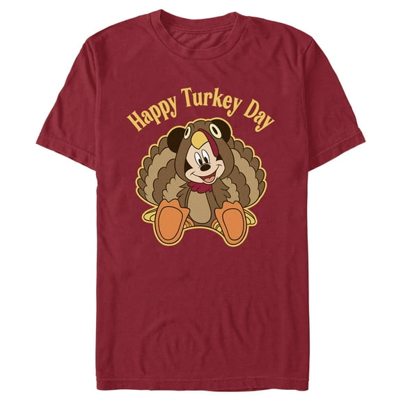 Men's Mickey & Friends Happy Turkey Day Graphic Tee Cardinal Large