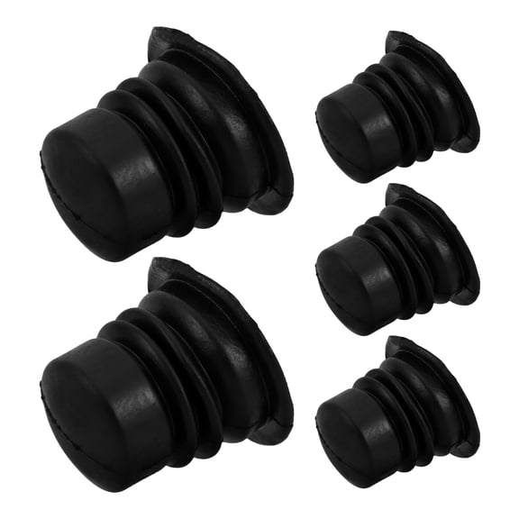 ETEREAUTY 5Pcs Universal Black Rubber Drain Pipe Plug for Washing Machine Hose Sealing