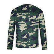 BSDJILFG Mens Camo Shirts Long Sleeve Graphic Tees Round Neck Pullover Shirt Workout Tops Activewear Winter,S-5XL