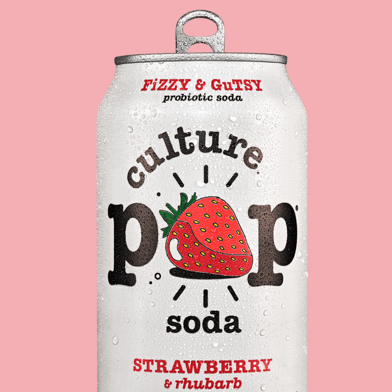 Culture Pop Soda Probiotic Strawberry Rhubarb, 4pk, 12 fl oz