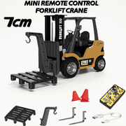 1/64 Scale RC Construction Vehicle Toy: 2-in-1 Forklift Crane with Dual Mode, 7-Channel Remote Control, Rechargeable Battery, LED Lights & Sound Effects for Kids & Adults Ages 6+