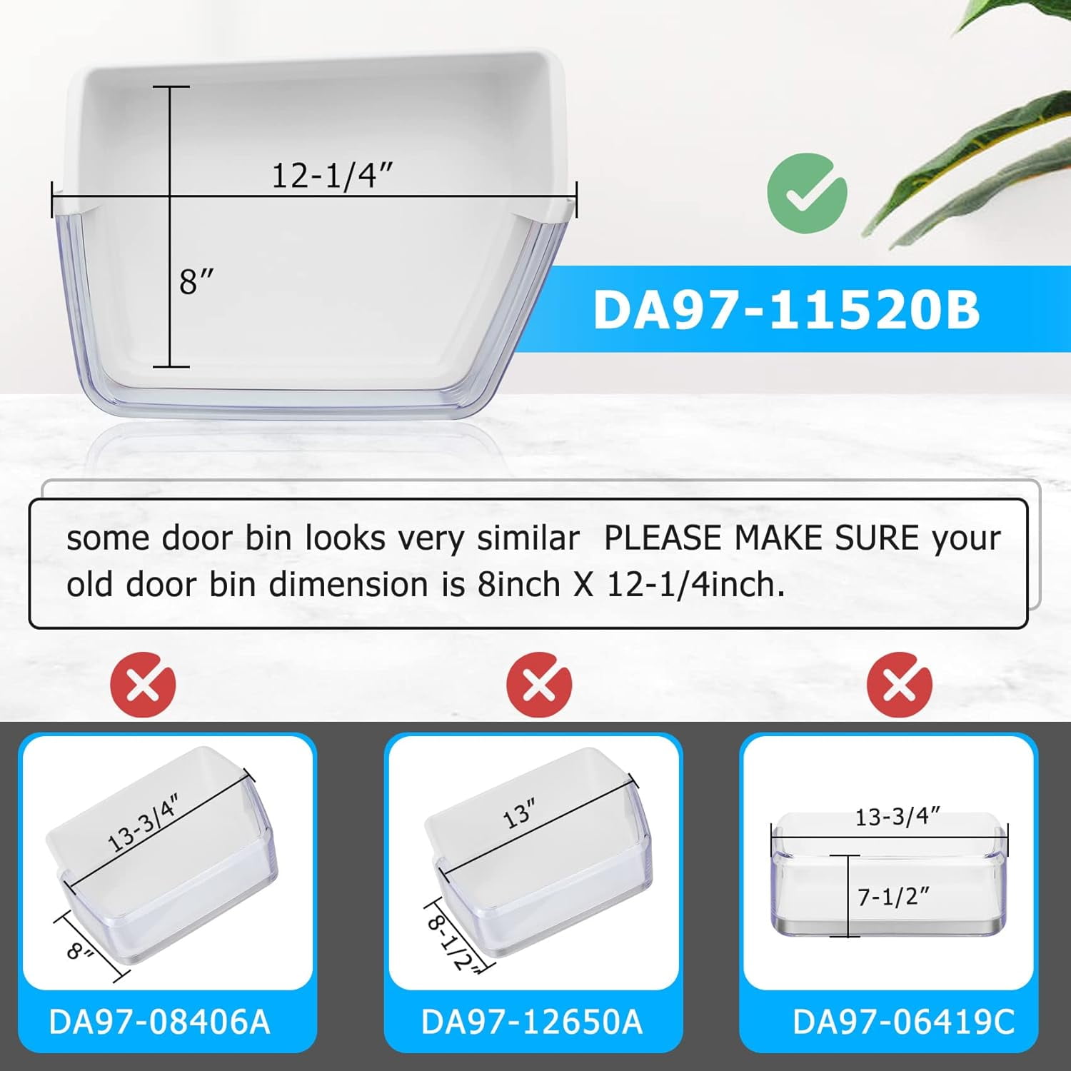 DA97-11520B DA97-11520A Refrigerator Door Bin Compatible with Samsung Refrigerator Door Shelf