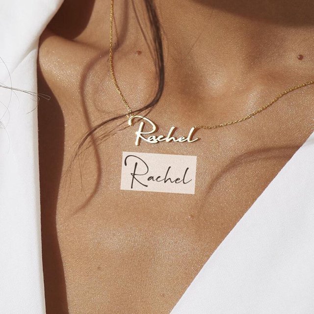 Collar con nombre personalizado, collares con firma manuscrita personalizada para mujer, gargantilla de joyería de acero inoxidable, regalo de San Valentín Tan Jianjun unisex