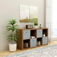 thumbnail image 2 of PORKISS Walnut Bookcase Bookshelf, Wood Open Bookshelf with 8 Cube Storage Organizer, Freestanding Display Shelf with Opened Back Shelves, Modern Bookcase for Home, Office, 2 of 9