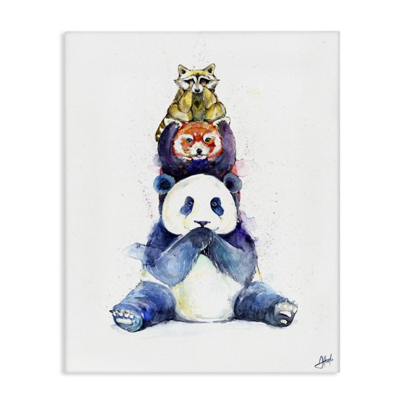Stupell Industries Modern See Hear Speak No Evil Cute Animal Watercolor Canvas Art, 16 x 20, by Marc Allante