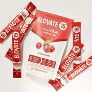 Elovate 15 Glucose Powder Doypacks - Alternative to Glucose Tablets - Fast Acting with Black Cherry - (Pack of 6)