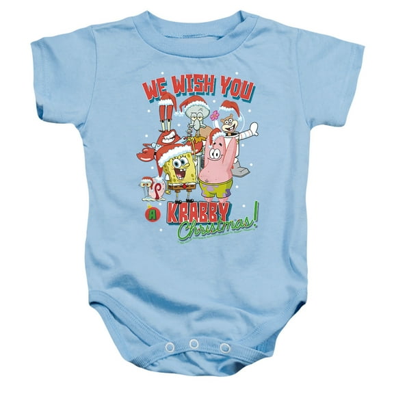 SpongeBob SquarePants Crabby Christmas Unisex Infant Snap Suit for Baby, Light Blue, X-Large