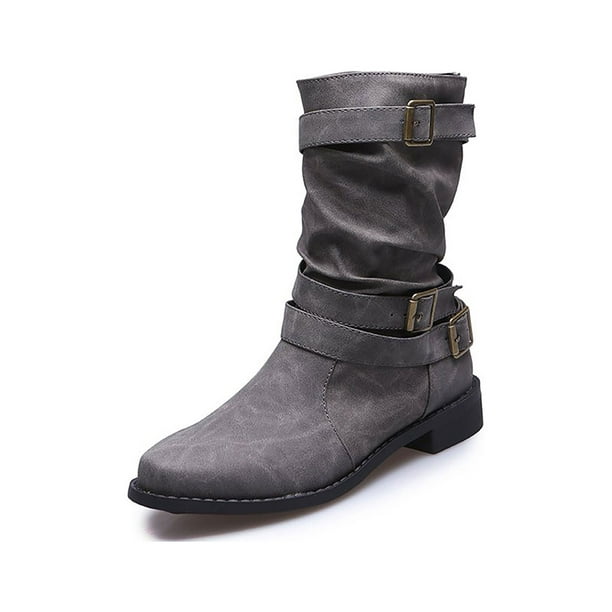 Low calf buckle boots sale