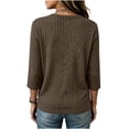 thumbnail image 7 of Noric Women's 3/4 Length Sleeve Tops Crew Neck Ribbed Knit Pullover Casual Loose Fit Lightweight Blouse, 7 of 7