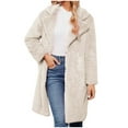 thumbnail image 2 of Cyber.Monday Deals/Black and Friday Clothing Sales Clearance Fayshow0 Womens Ladies Warm Faux Furry Long Coat Jacket Winter Solid Turn Down Collar Outerwear, 2 of 5