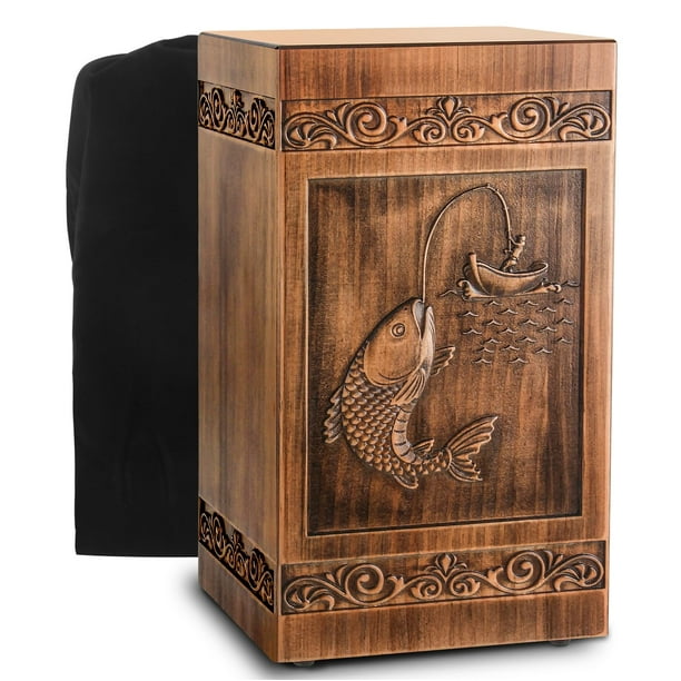 Urna funeraria URNETERN de madera para cenizas para adultos, 250 ml, pesca