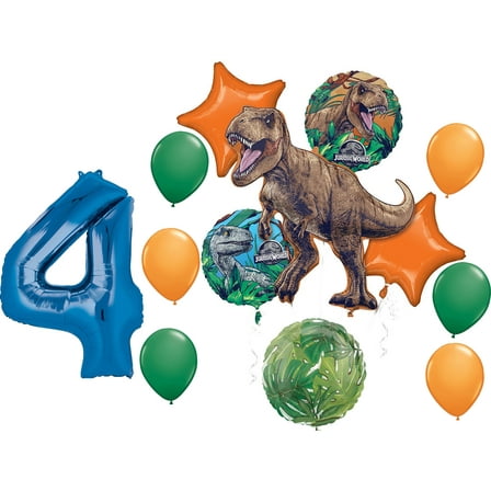 Jurassic World Dominion 4th Birthday Party Supplies Dinosaur Balloon Bouquet Decorations