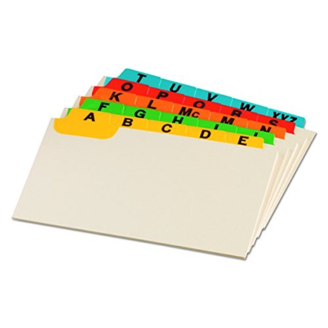 oxford 05827 laminated tab index card guides, alpha, 1/5 tab, manila, 5