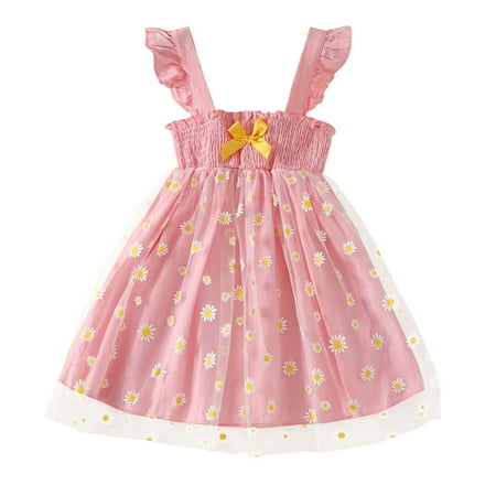

Infant Toddler Girls Dresses Halter Small Daisy Mesh Dress Summer Beach Dresses Baby Girl Clothes