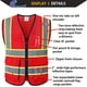 thumbnail image 3 of Chaleco de seguridad Ekksafety EK175 de malla reflectante roja con 5 bolsillos, 3 of 7