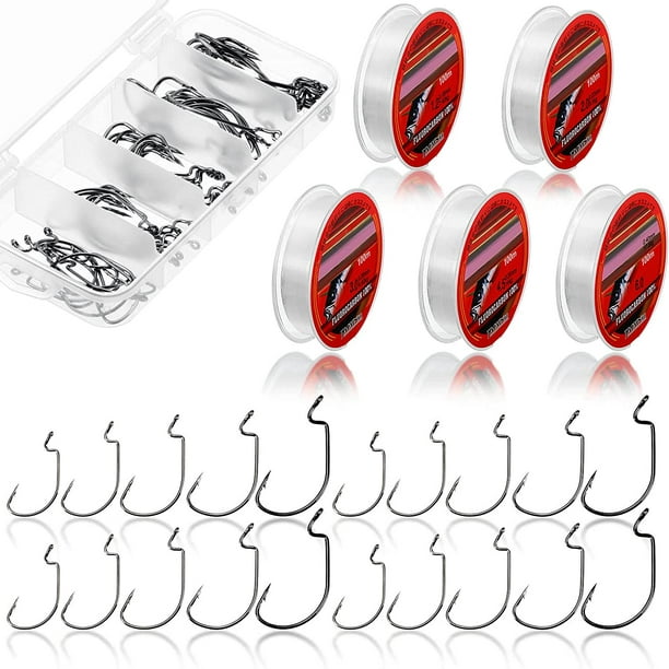 Fishing Line and Hooks Set 50 Pieces Carbon Steel Fishing Hook 2
