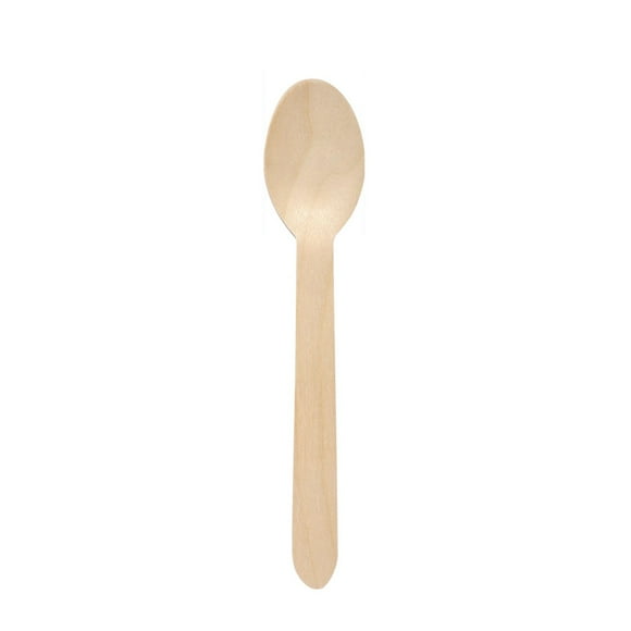Ensemble de Couverts Jetables, 100 Pcs d'Ustensiles Compostables en Bois (100 Cuillères) Fourchettes et Cuillères Écologiques Couverts pour Fêtes, Camping et Usage Quotidien