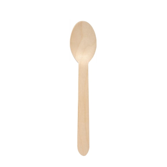 Disposable Wooden Tableware (100 Spoons/Pack) 14Cm, Wooden Spoons Cutlery Set 100Pcs Spoons Wooden Compostable Utensils Forks and Spoons Silverware, One Pack of Disposable Tableware (100 Pieces)