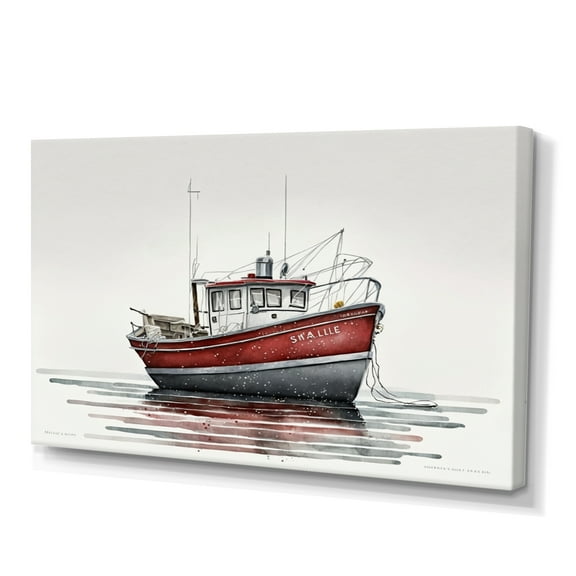 Designart Fisherman'S Boat In The Snow II Canvas Wall Art