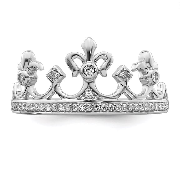 Princess Crown Ring, Royal Tiara Style Diamond Engagement Ring, Half Eternity Wedding Ring, 14K White Gold Plated, 1.8 Ct Simulated Diamond, Birthday Gift Ring For Girlfriend