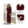 thumbnail image 5 of LOFIR Womens Hooded Plush Robe, Zip up Front Soft Fleece Robes for Women (L/XL, Wine Red), 5 of 9