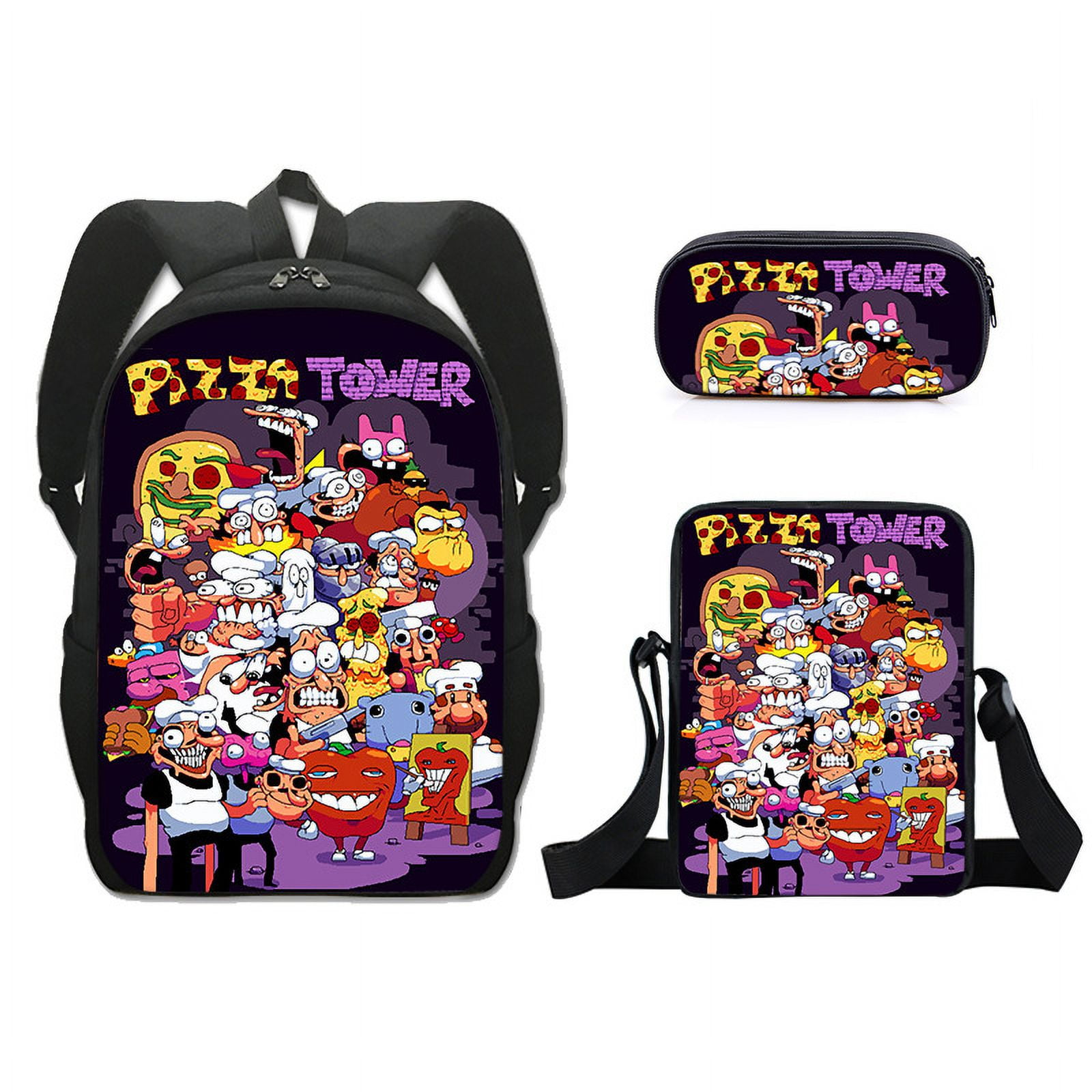 Pizza Tower Schoolbag Backpack Student Backpack Three piece Meal Schoolbag 3D Printing Game Characters Travel Bag HAPDEN Walmart