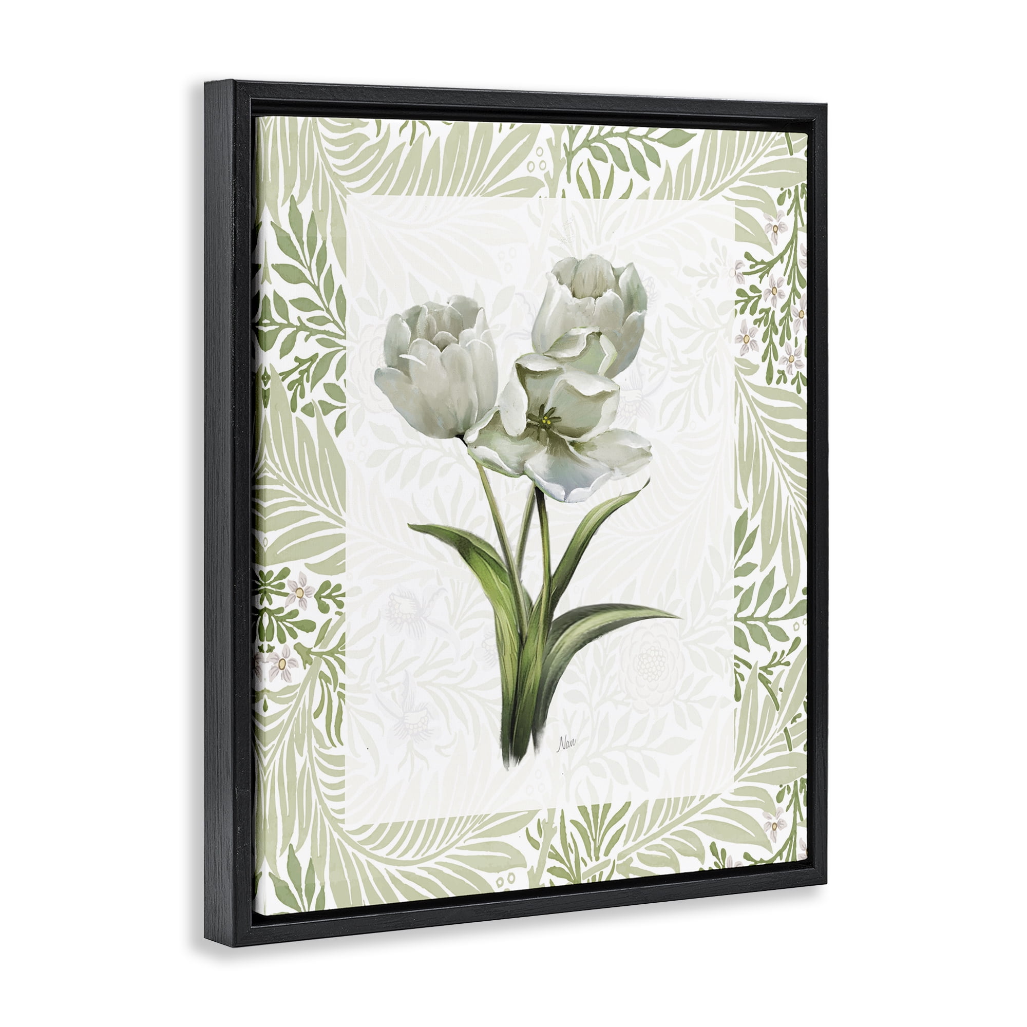 Stupell Industries Fresh Spring Tulip Bouquet Black Framed Floater Canvas Wall Art, design by Nan