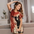 thumbnail image 3 of Kdxio Silhouette Trumpet Red Art Pattern Womens Short Sleeve Sleepshirt Scoopneck Cute Nightdress Ruffle Comfy Nightgown, 3 of 6