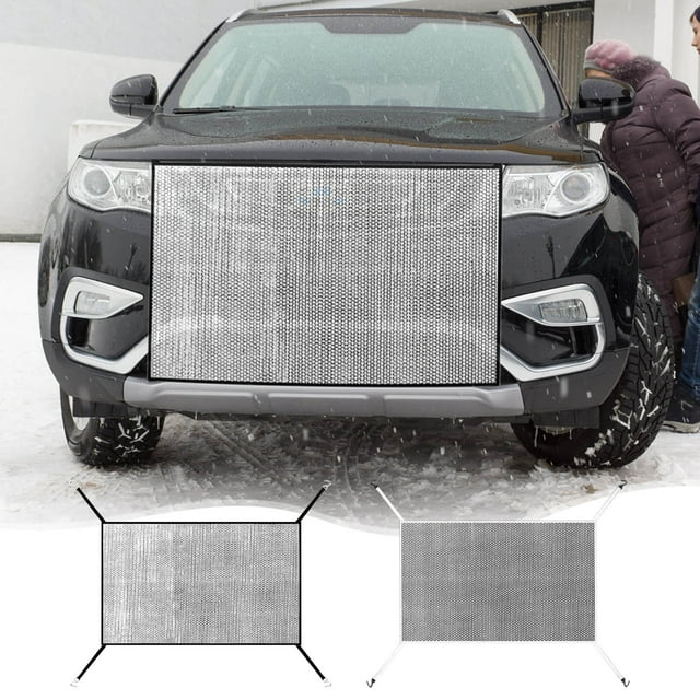 Malla de protección para parrilla de coche - Malla de hilo dental de álamo resistente para protección del radiador, ajuste universal con cordón elástico y ganchos, lavable y reutilizable