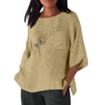 thumbnail image 2 of Birdeem Blouse pour Femmes Mode Été Décontractée Chemise Imprimée avec Poche Col Rond Haut Ample, 2 of 12