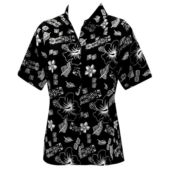 HAPPY BAY Women's Casual Hawaii Shirt Button Down Blouses Short Sleeve Beach Tops Vacation Beach Summer Cute Shirts For Ladies L Black, S Chalk Drawing