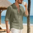 thumbnail image 6 of Mens Shirts Mens Summer Linen T Shirts Casual Button Down Shirts Long Sleeve Collared Tees, 6 of 8