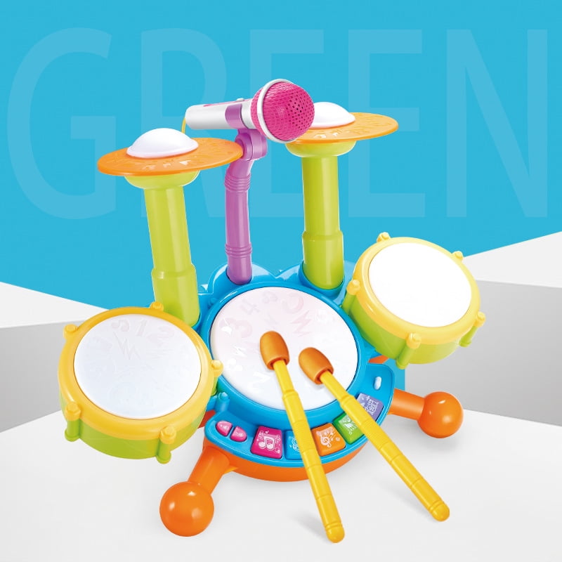 Kids Drum Set Musical Instrument Toys Drum Set for Toddlers 13 Educational Musical Toys Working