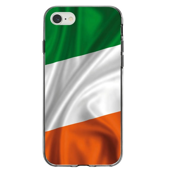 DistinctInk Clear Shockproof Hybrid Case for iPhone 7 8 SE (2020 Model) 4.7" Screen TPU Bumper Acrylic Back Tempered Glass Screen Protector - Ireland Waving Flag - Show Your Love of Ireland