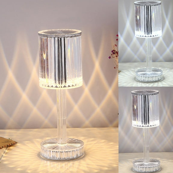 TOPRenddon Touch Control Crystal Table Lamp - 3-Way Dimmable LED Bedside Light with USB Port, Diamond-Cut Acrylic Nightstand Decor for Bedroom/Office