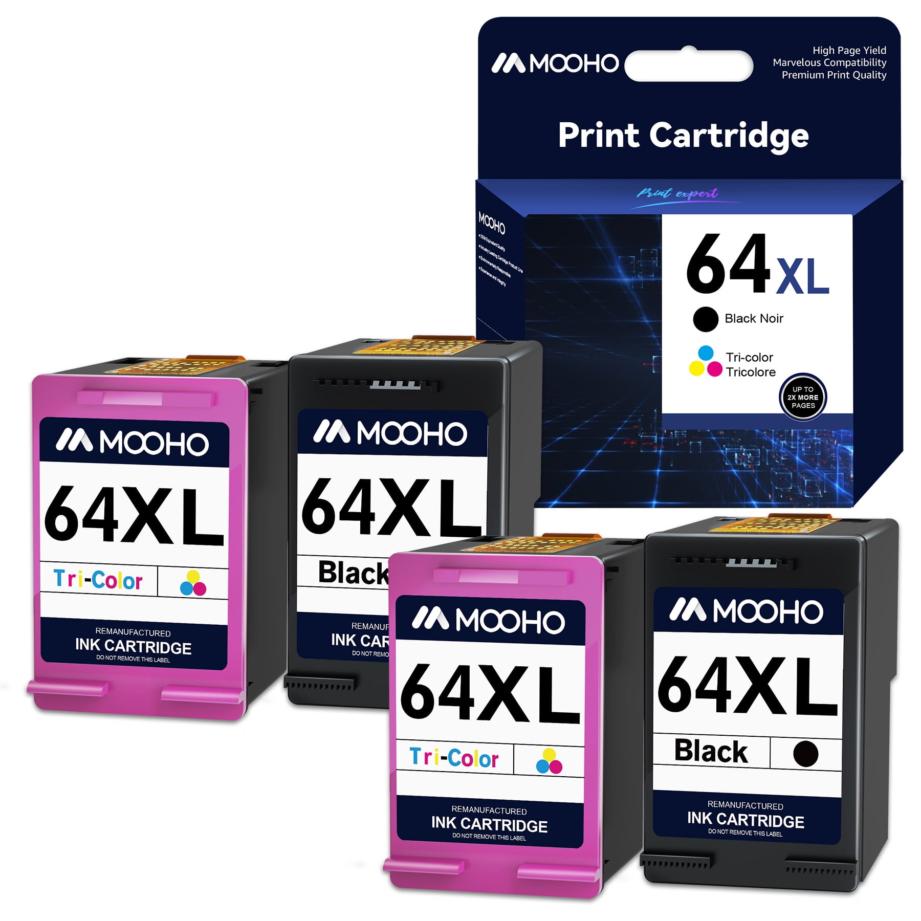 64XL Ink Cartridge Combo Pack Compatible Ink Replacement for HP 64XL 64