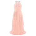 thumbnail image 3 of LiiYii Kids Girls Sleeveless Chiffon Wedding Party Flower Girl Dress Floor Length Bridesmaid Ball Light Pink 14, 3 of 6